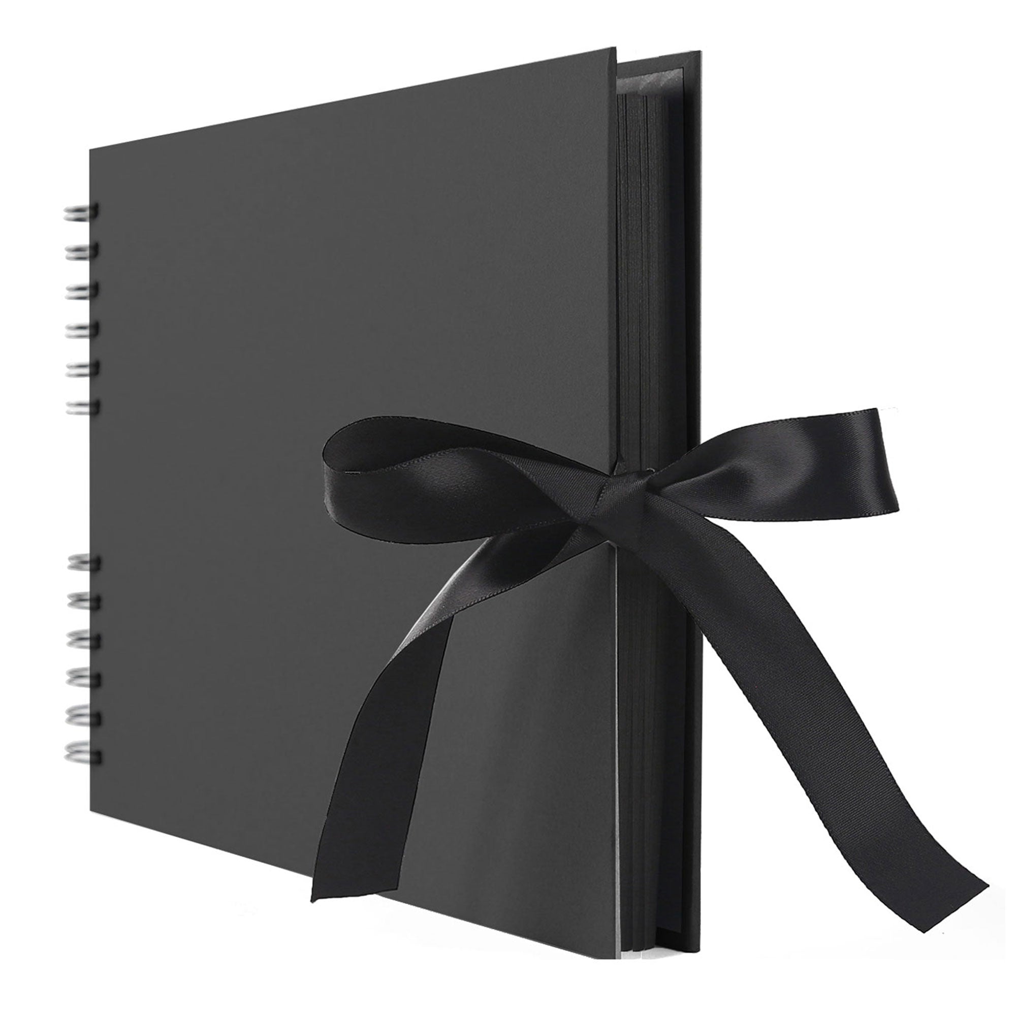Uxcell Scrapbook Album, Bow Ribbon Photo Album,with 20 Sheets Black Pages,Black  