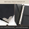 3 Ring Binder, PU Faux Leather Binder with Hard Cover, Metal Corner Guards & Interior Pockets