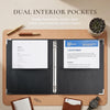 3 Ring Binder, PU Faux Leather Binder with Hard Cover, Metal Corner Guards & Interior Pockets