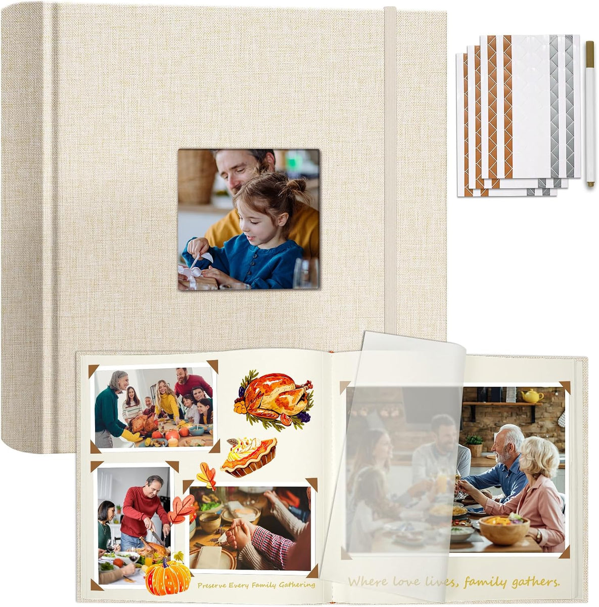 Premium DIY Scrapbook Photo Album with Writing Space – Linen Cover Kee ...